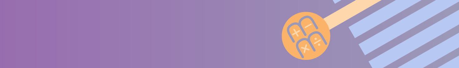 purple background with light orange Math Monday blog series logo on top